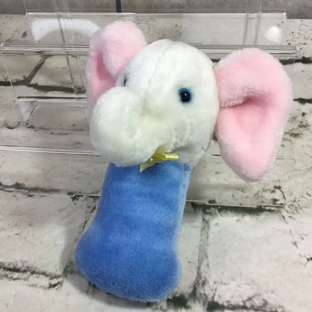 Vintage Eden Toys Plush Elephant Baby Rattle Soft Sensory Collectible‎ Toy